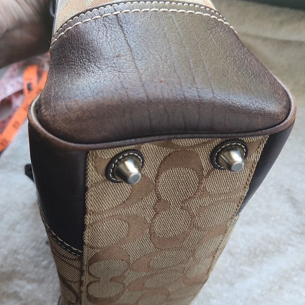 Coach Signature Hampton Canvas & Leather Shoulder Bag - Picture 12 of 16